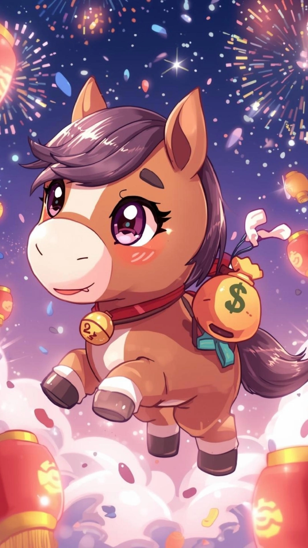 Hình nền ngựa vẽ tay cute tối giản hiện đại