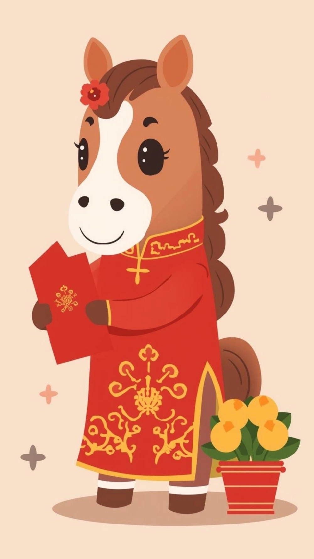 Ngựa con 2026 cute mang thông điệp bình an