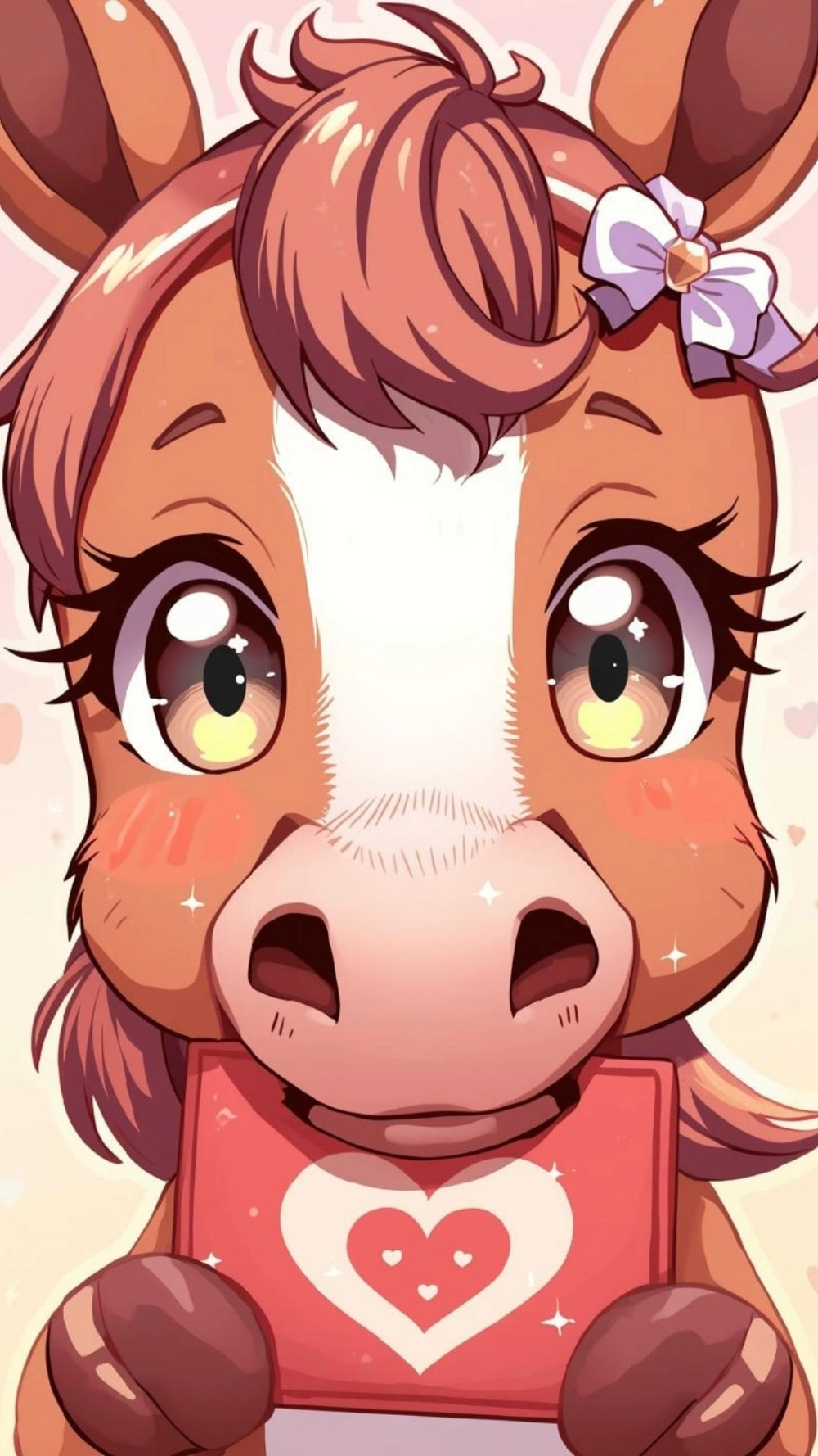 Hình nền ngựa chibi ôm lì xì đáng yêu