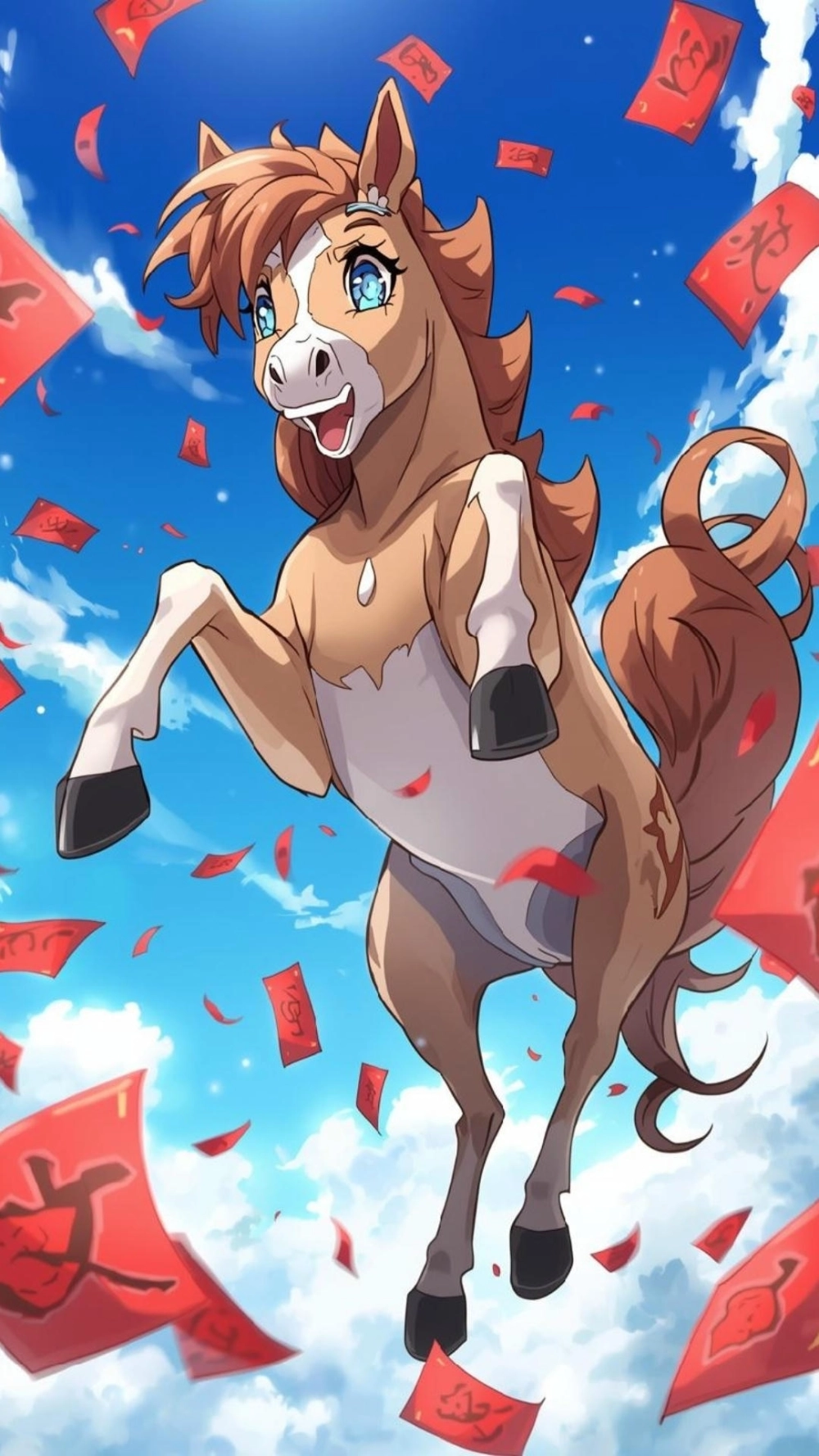 Hình nền ngựa lì xì tài lộc đầy nhà