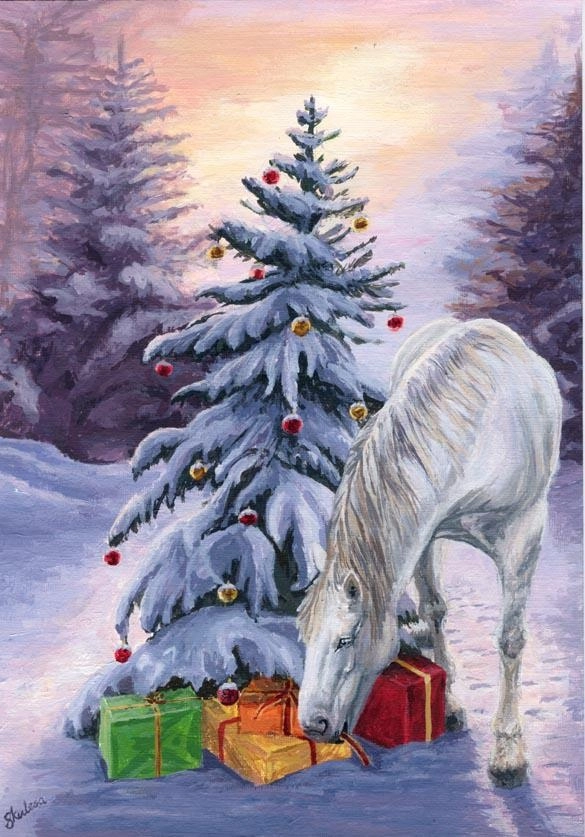 Ảnh ngựa tranh lụa mềm mại mang vẻ đẹp cổ điển quý phái