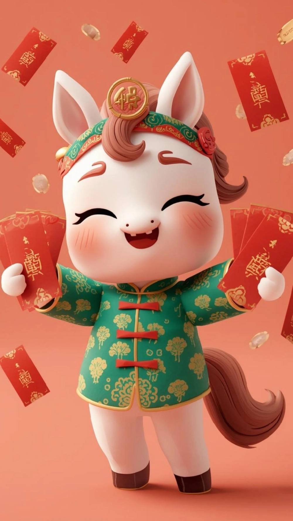 Ảnh ngựa mặc áo dài đỏ may mắn