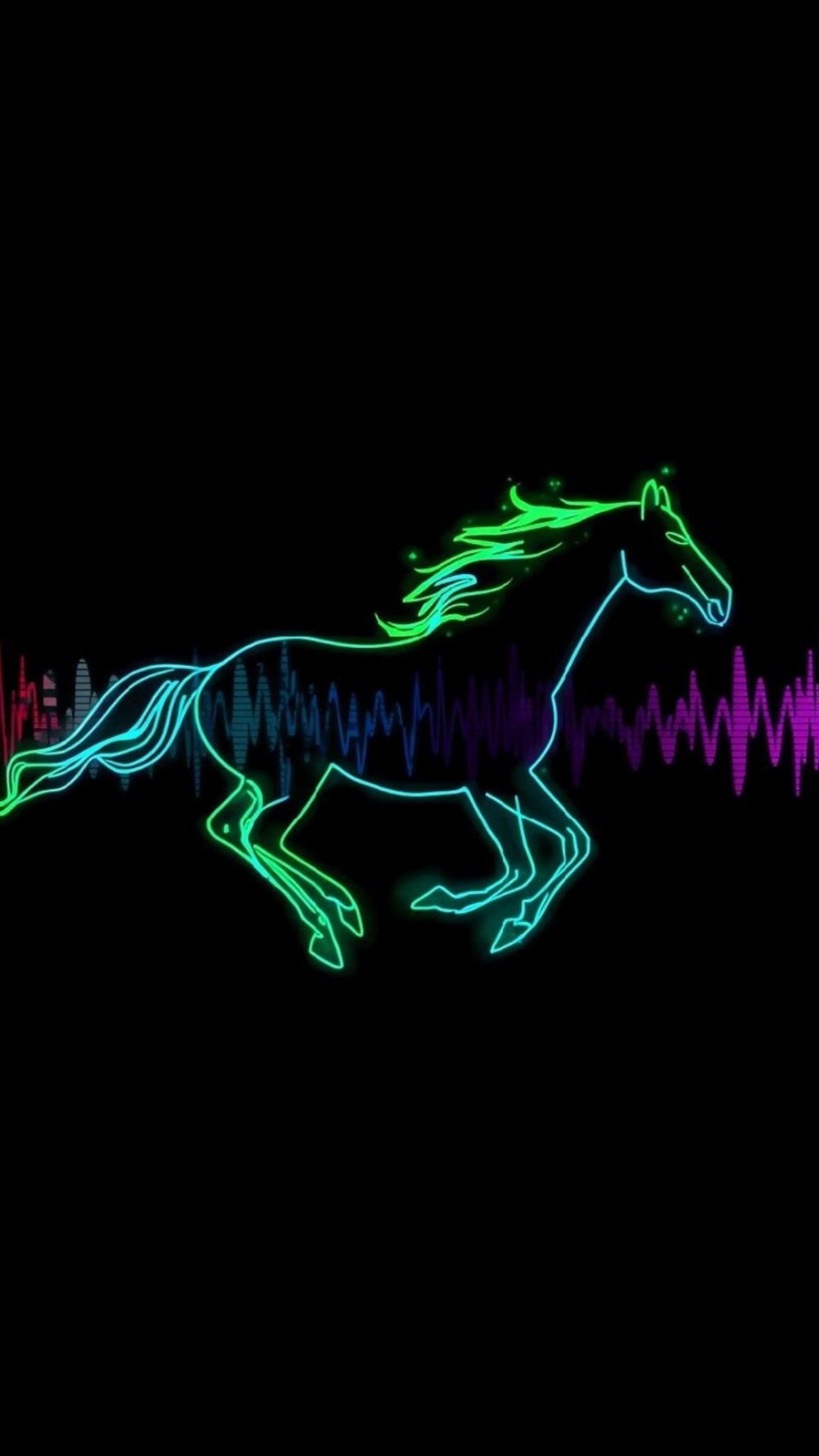 Hình nền ngựa galaxy neon với không gian vũ trụ bao la