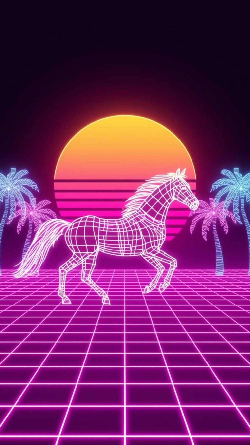 Ảnh ngựa neon tím huyền bí đầy sức hút