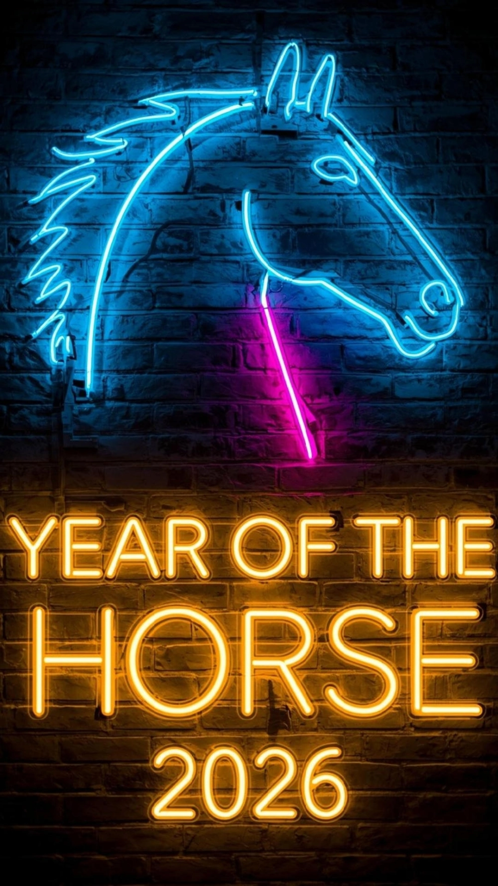Ảnh ngựa neon nghệ thuật với bố cục sáng tạo