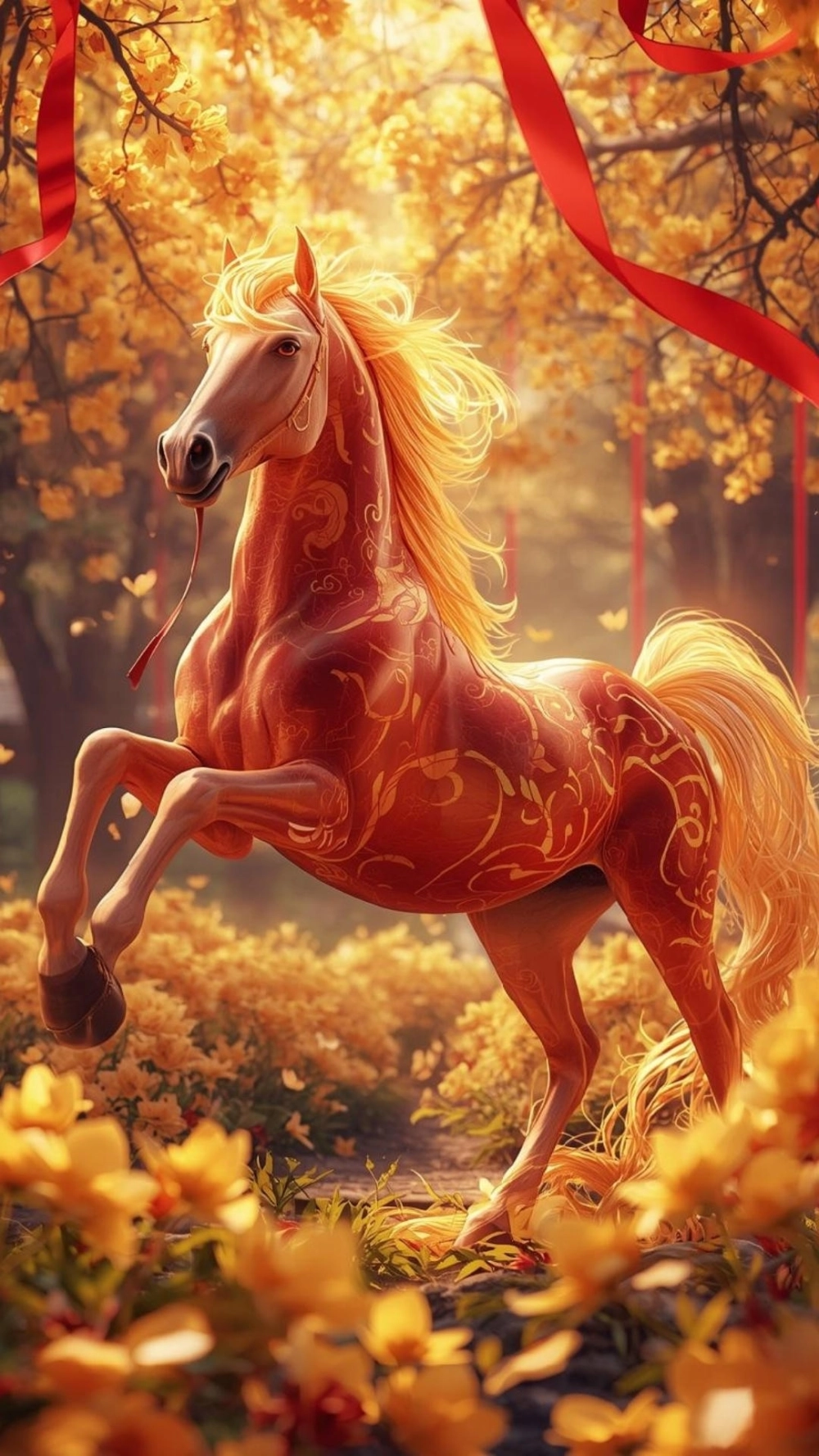 Ảnh ngựa ai nghệ thuật kết hợp linh vật và phong thủy