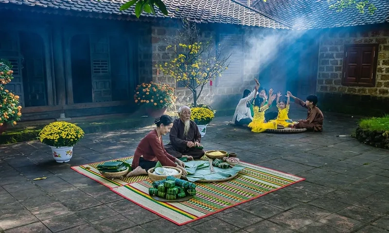 Tấm ảnh trang trí tết ở quê em đẹp