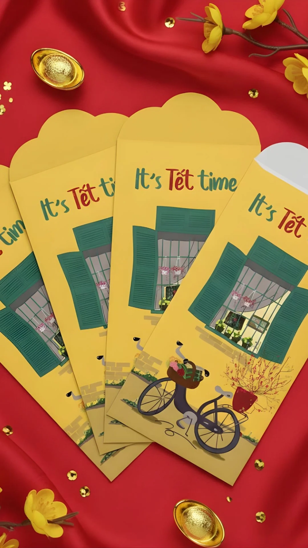 Không gian Tết hiện đại với Hình nền bao lì xì hiện đại