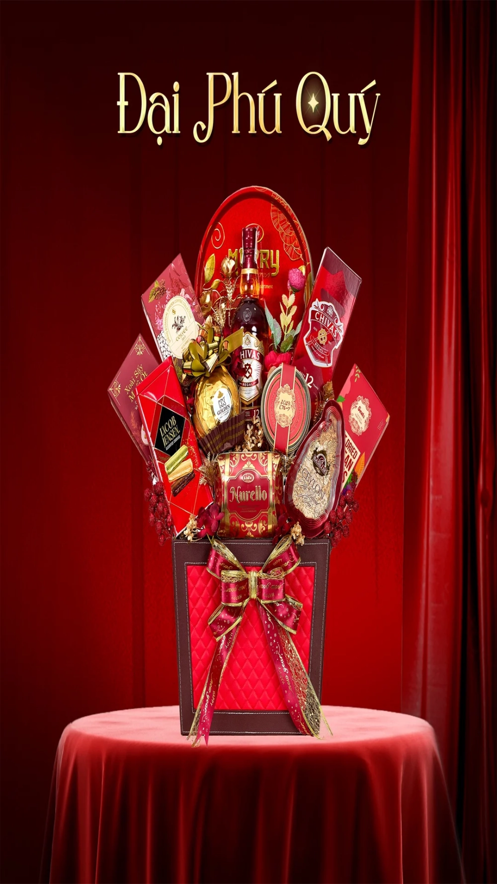 Xuân về tràn đầy niềm vui nhờ Hình nền giỏ quà Tết xuân