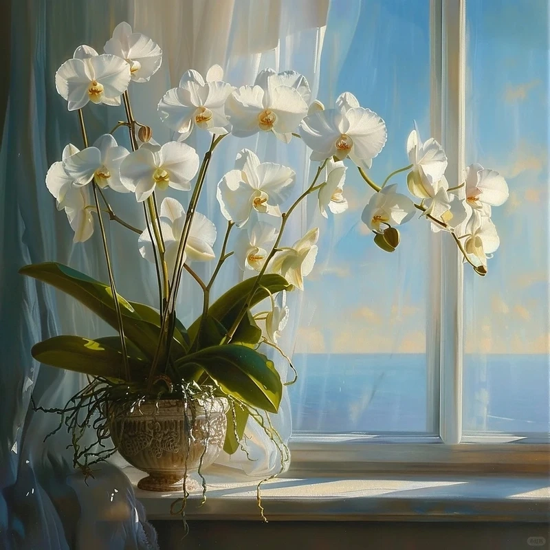 Hình nền hoa lan hồ điệp trắng tinh khôi và thanh khiết