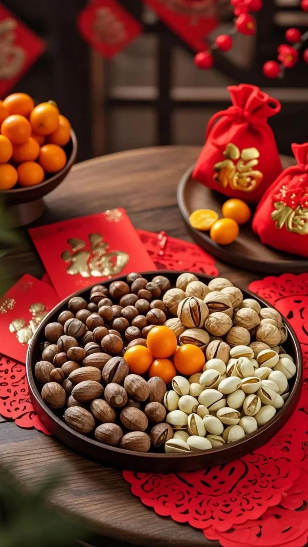 Trang trí Tết ấn tượng với Hình nền khay mứt Tết truyền thống