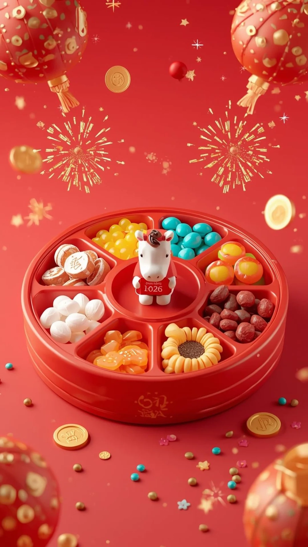 Không gian Tết hiện đại nhờ Hình nền khay mứt Tết hiện đại