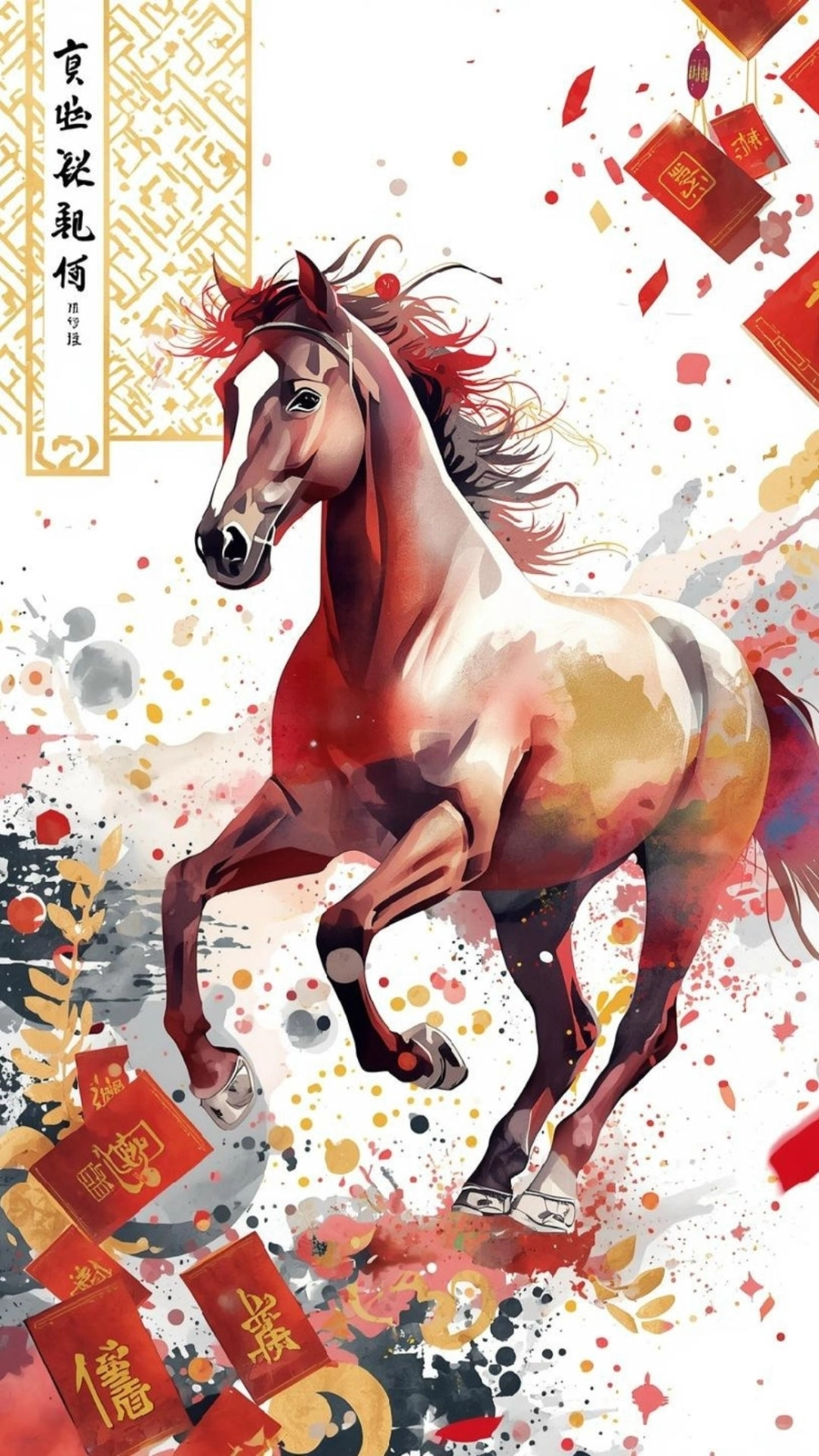 Ảnh tượng ngựa vàng để bàn phong thủy thịnh vượng