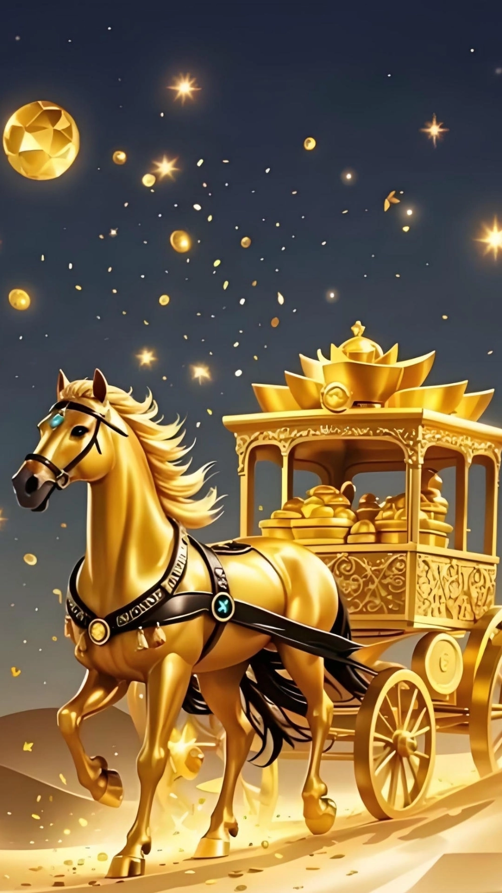Ngựa vàng kim cương 2026 lấp lánh tinh tế
