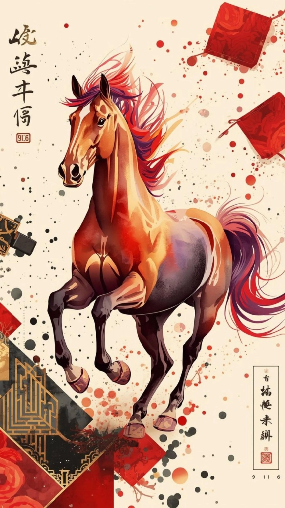 Linh vật ngựa đính đá quý thủ công tinh mĩ