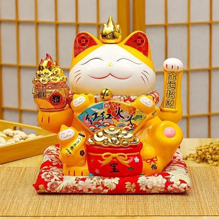 Giao diện iphone nổi bật nhờ hình nền mèo thần tài