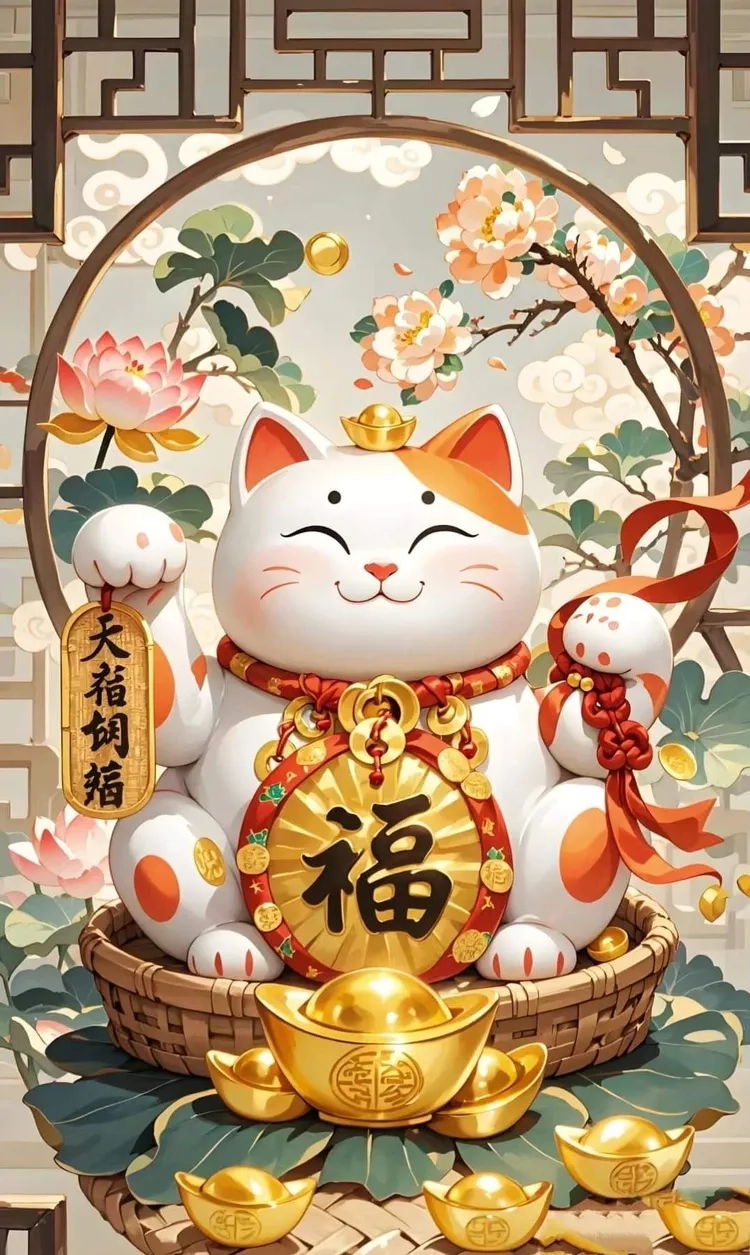 Cảm giác dễ thương từ hình nền mèo thần tài cute