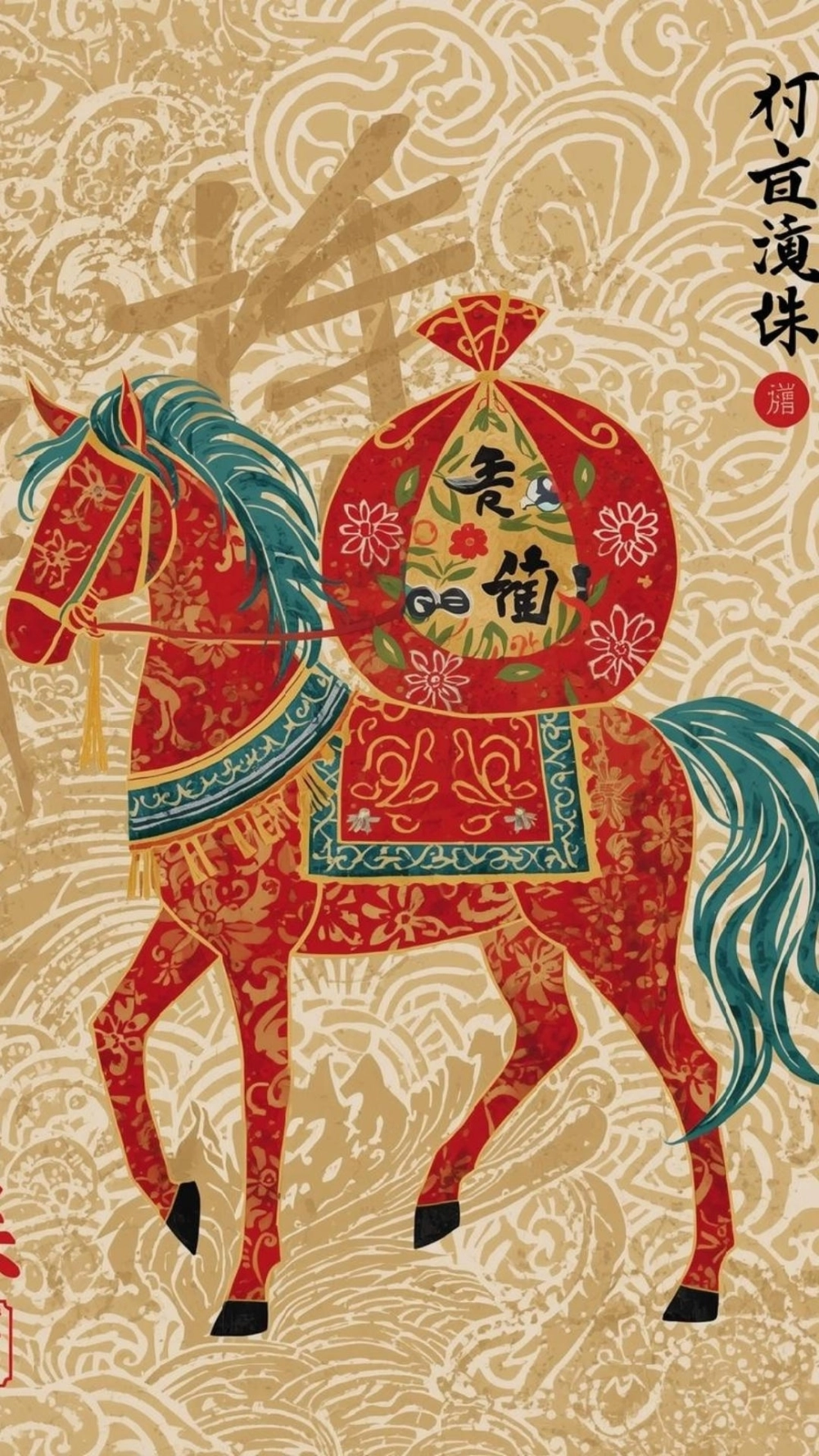 Hình nền ngựa chở đầy tiền vàng lấp lánh