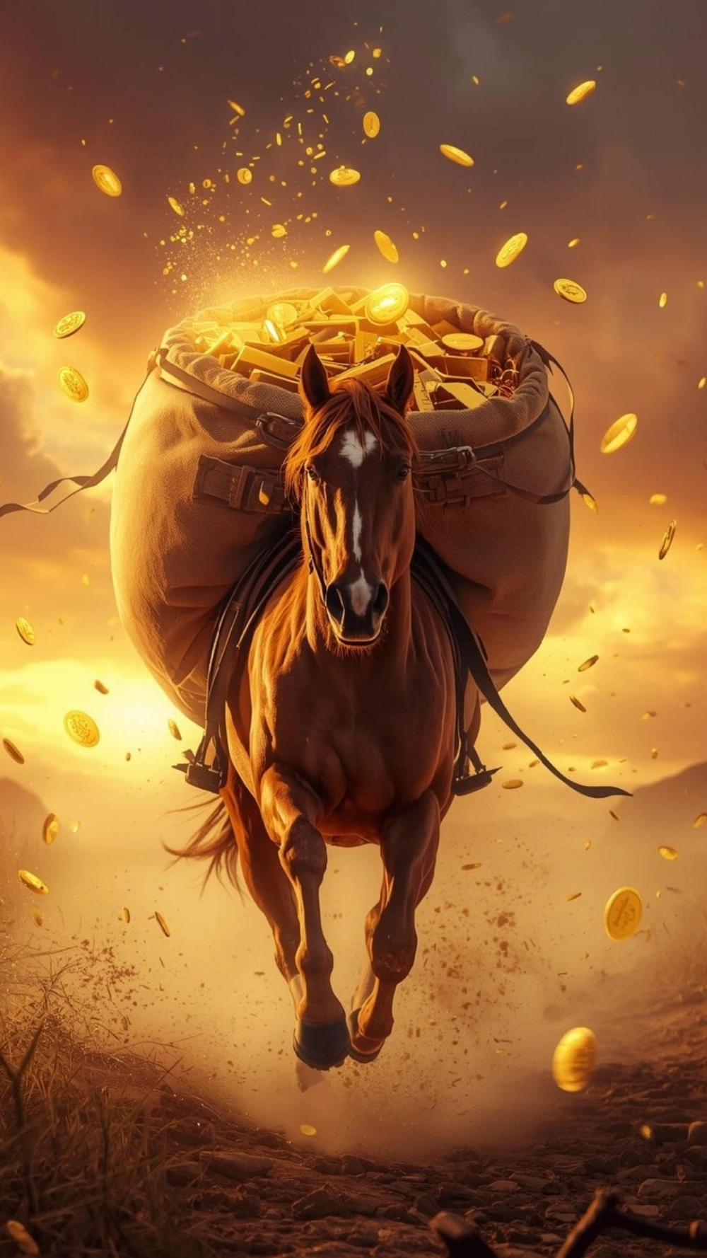 Hình nền ngựa túi tiền cute phong cách hoạt hình