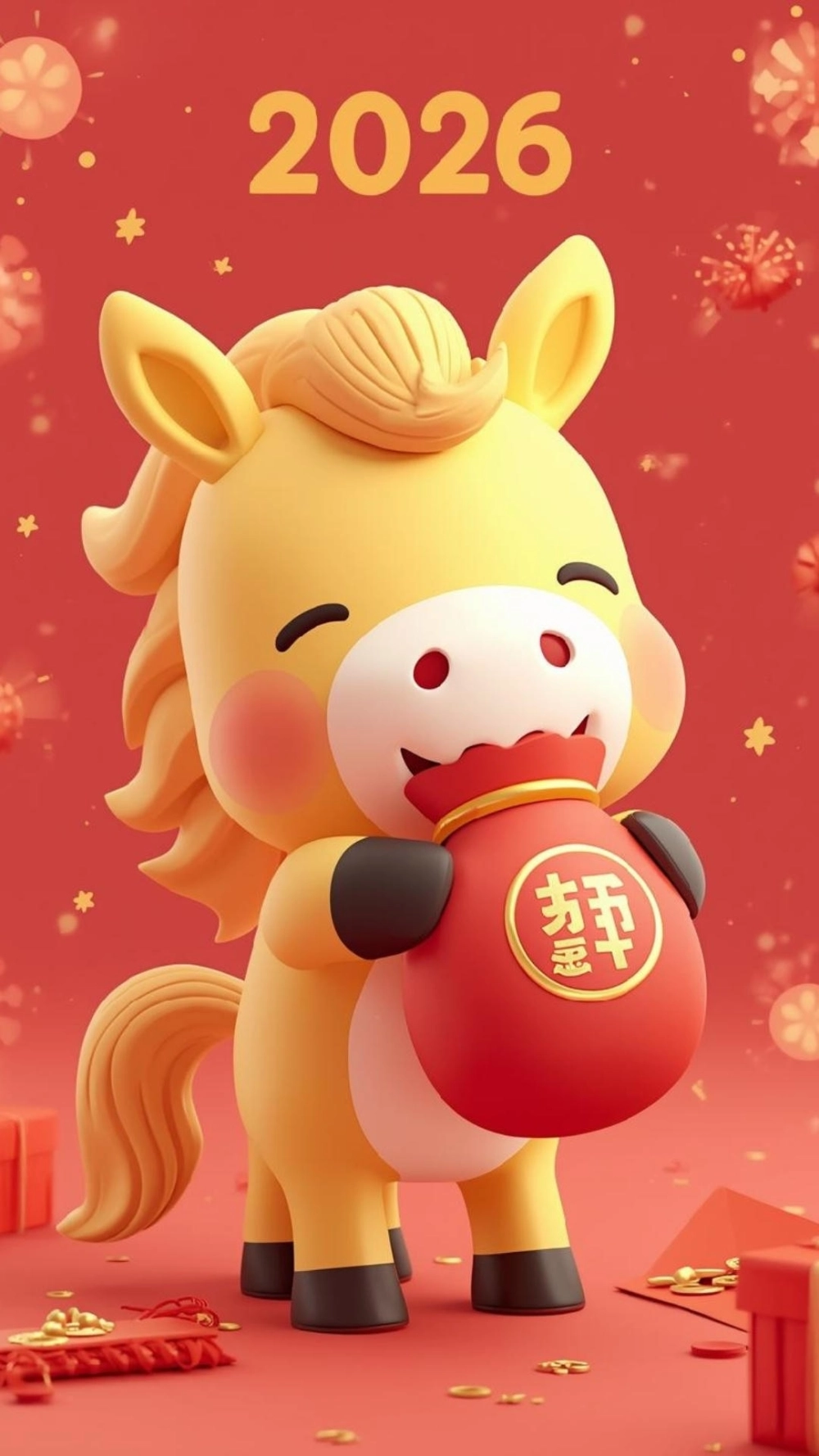 Hình nền ngựa thần tài túi tiền cho màn hình khóa