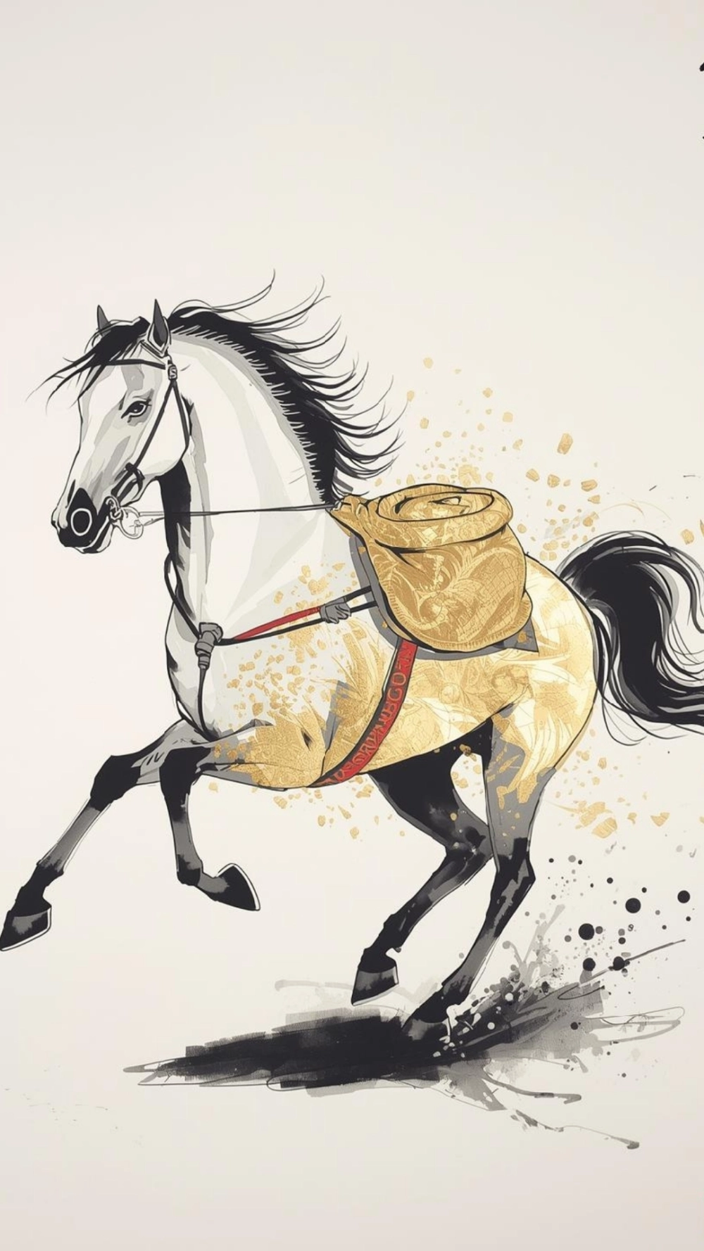 Hình nền ngựa vàng cõng bao tiền khổng lồ