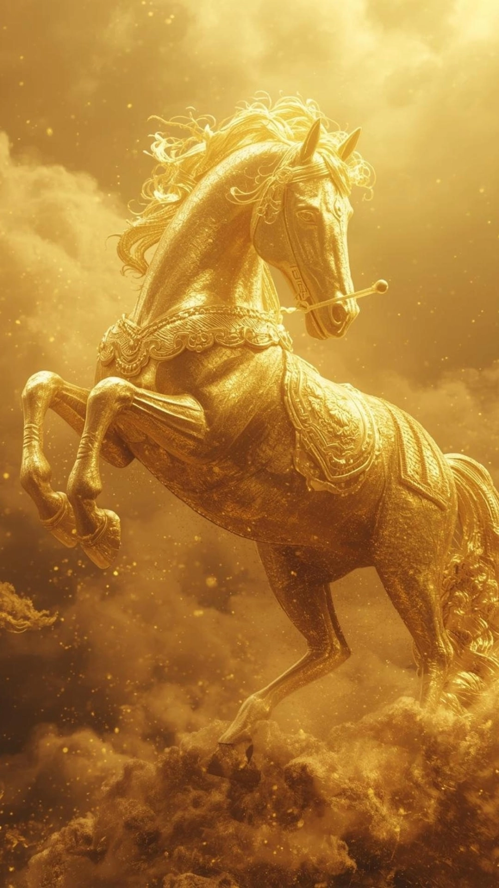 Hình nền ngựa mạ vàng 24k sắc nét cho điện thoại