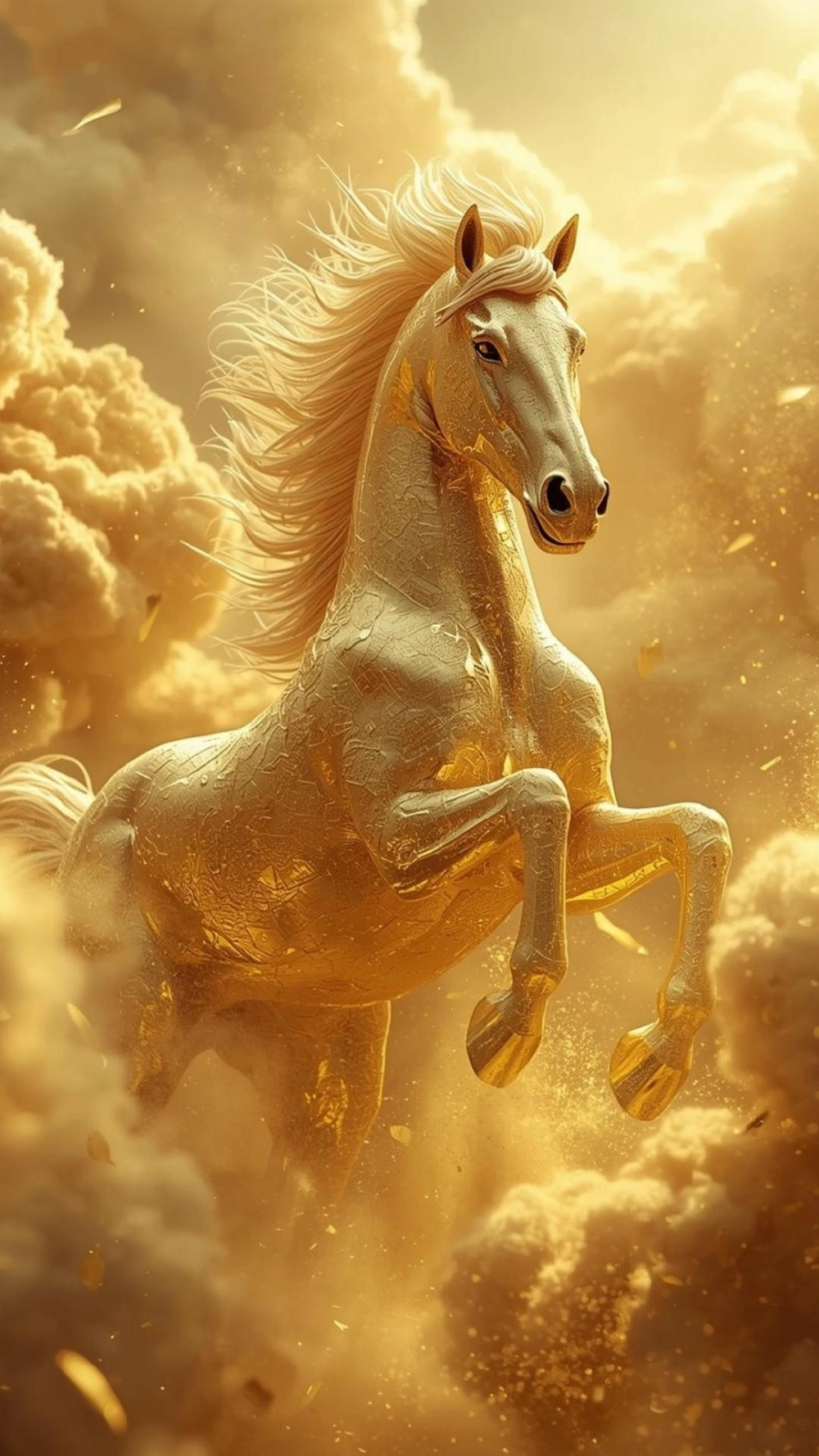 Ảnh ngựa vàng óng ánh dưới ánh mặt trời