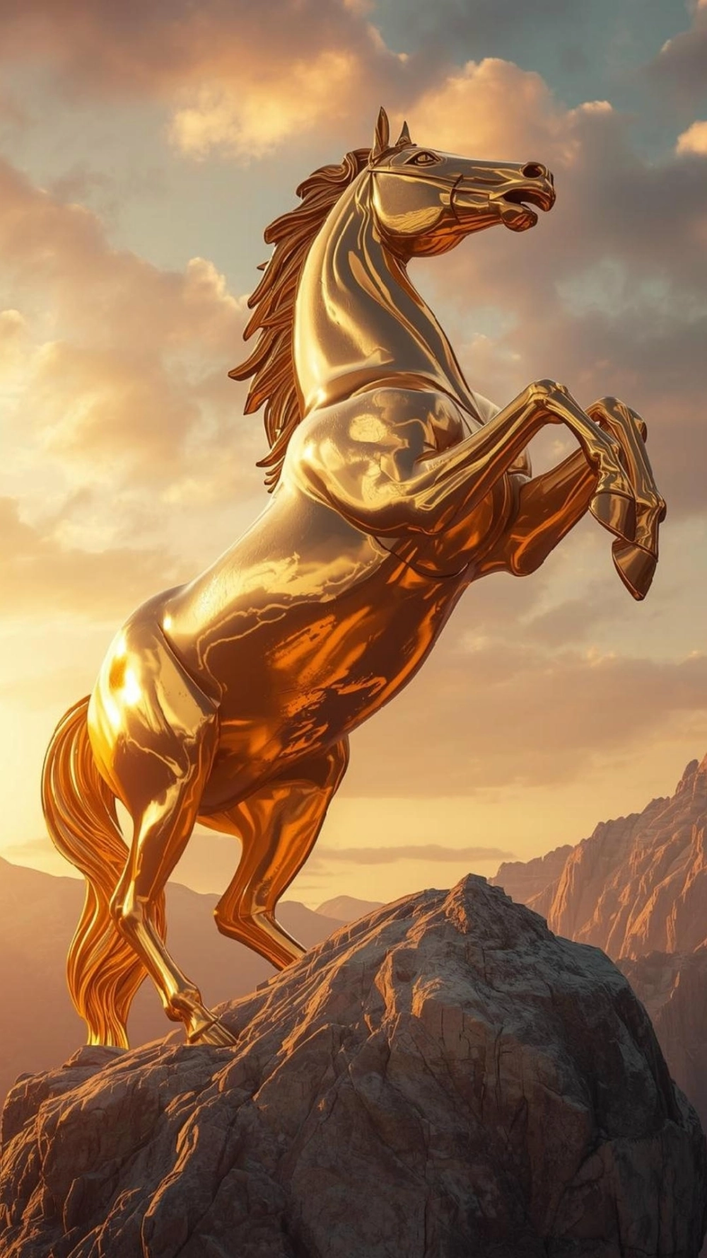 Hình nền ngựa vàng sang trọng phong cách tối giản