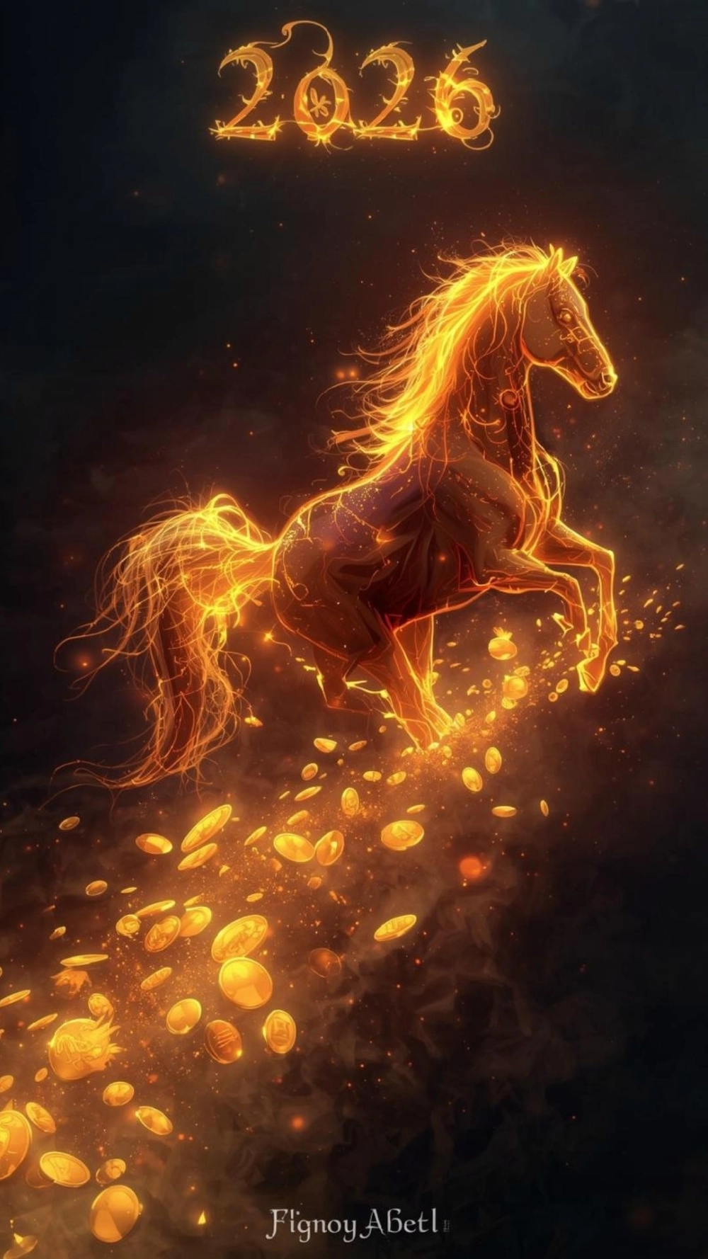 Ảnh ngựa cõng tiền vàng mang ý nghĩa sung túc