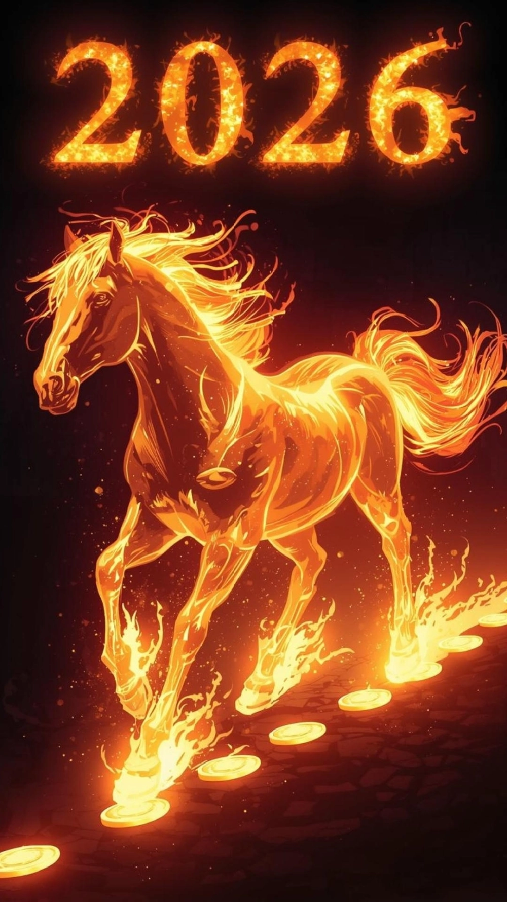 Ảnh ngựa phát tài cho điện thoại với sắc đỏ may mắn