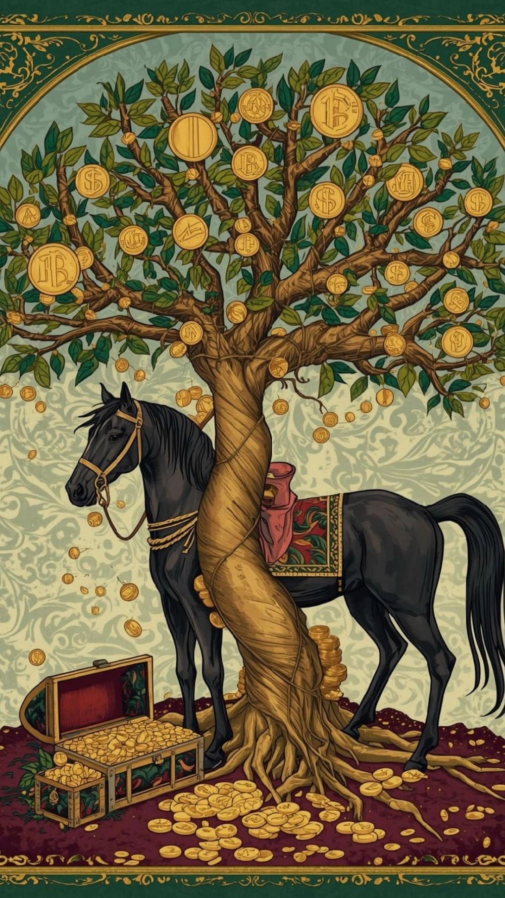 Mẫu ảnh nền điện thoại phát lộc với hũ vàng đầy