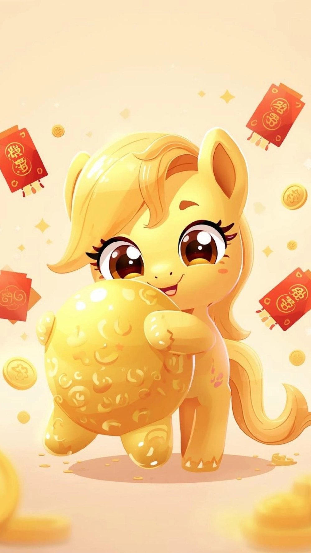 Hình nền ngựa phát tài phát lộc 2026 phong cách 3d sang trọng