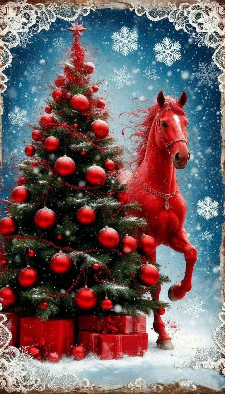 Ngựa đỏ phong cách paper art cắt giấy độc đáo