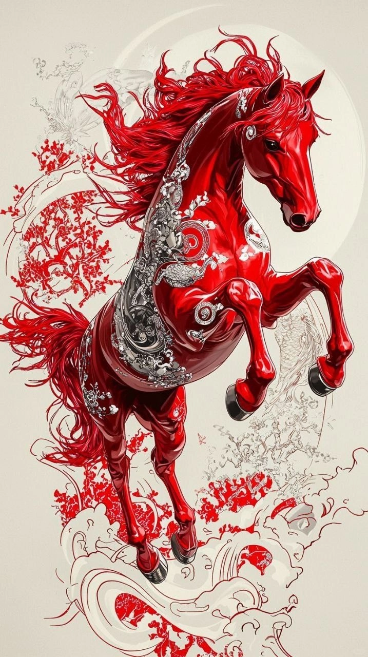 Ảnh ngựa đỏ chúc mừng năm mới đầy ý nghĩa