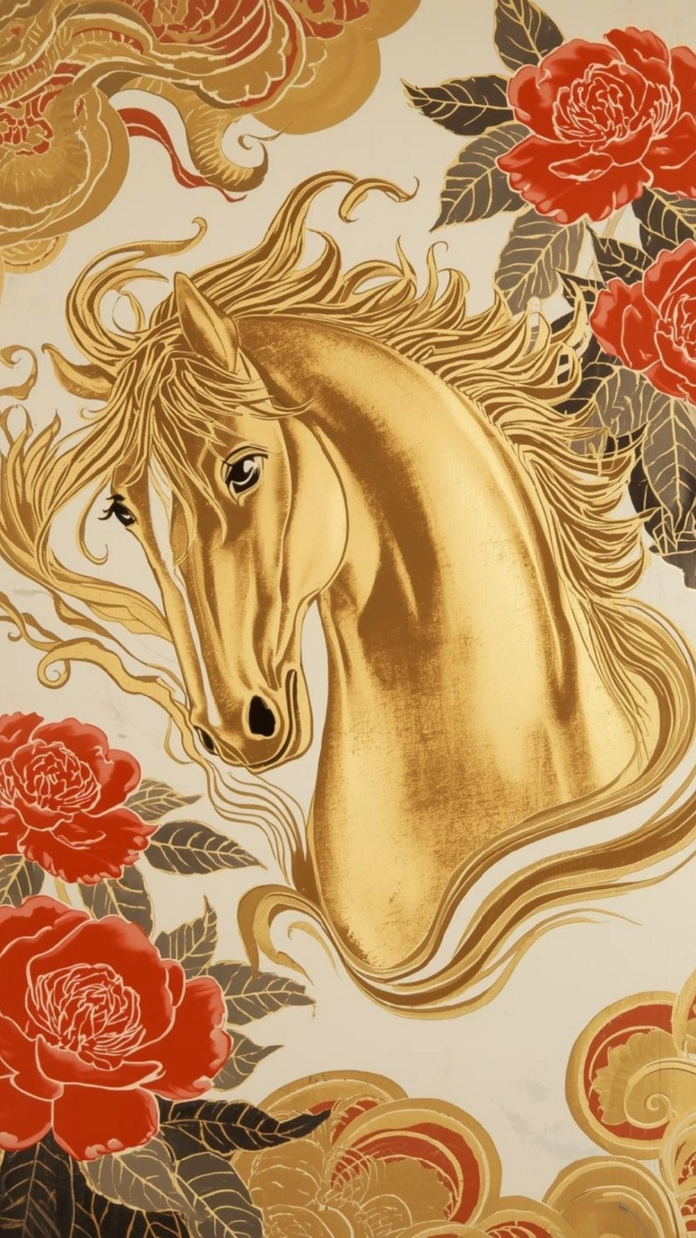 Background ngựa vàng thần tài sang trọng đẳng cấp