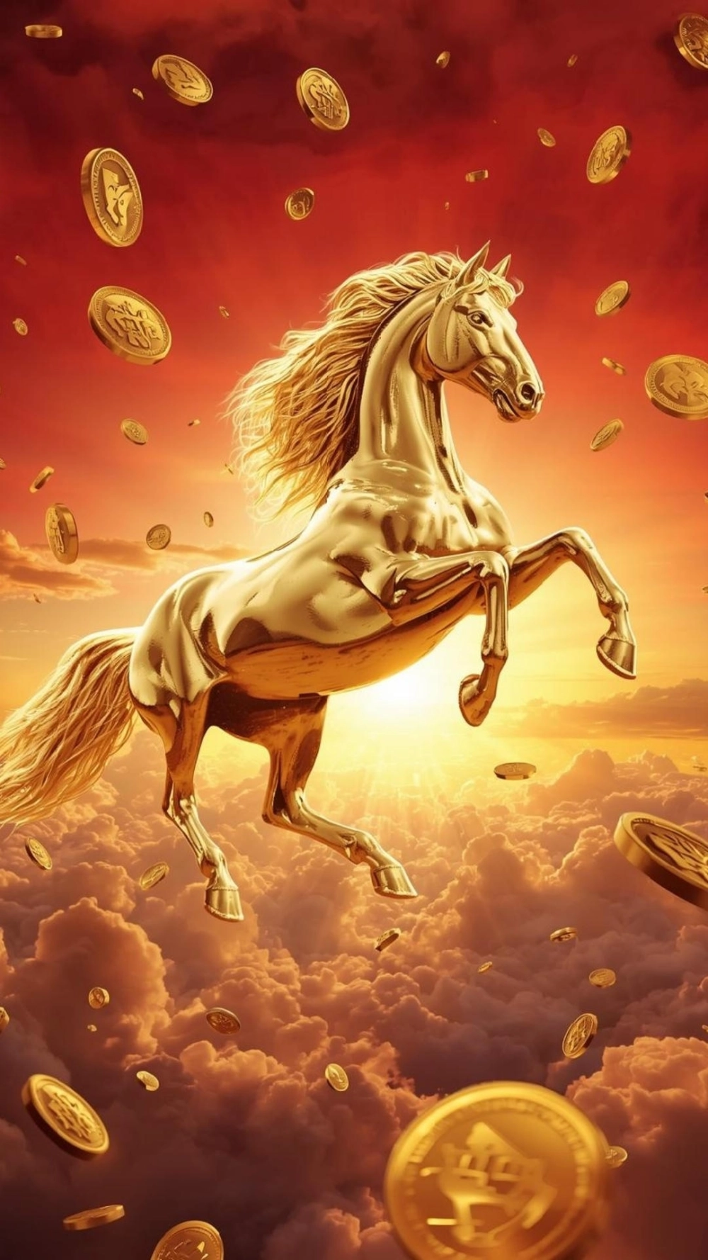 Hình nền ngựa vàng phú quý thịnh vượng cho máy tính