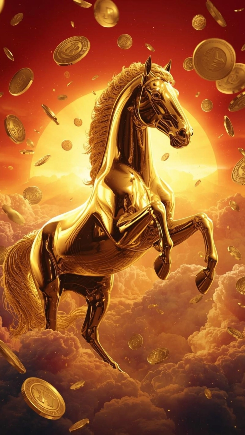 Hình nền ngựa vàng 3d sắc nét từng chi tiết