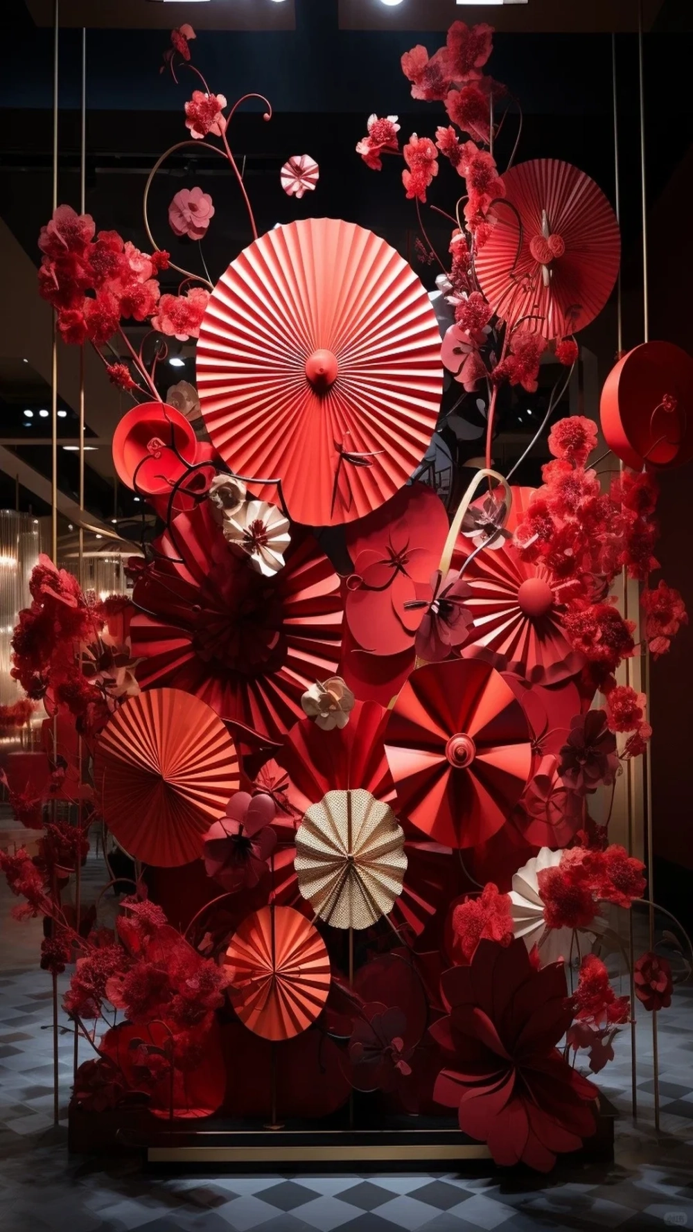 Tinh hoa nghệ thuật Tết qua Hình nền quạt giấy đỏ nghệ thuật Tết