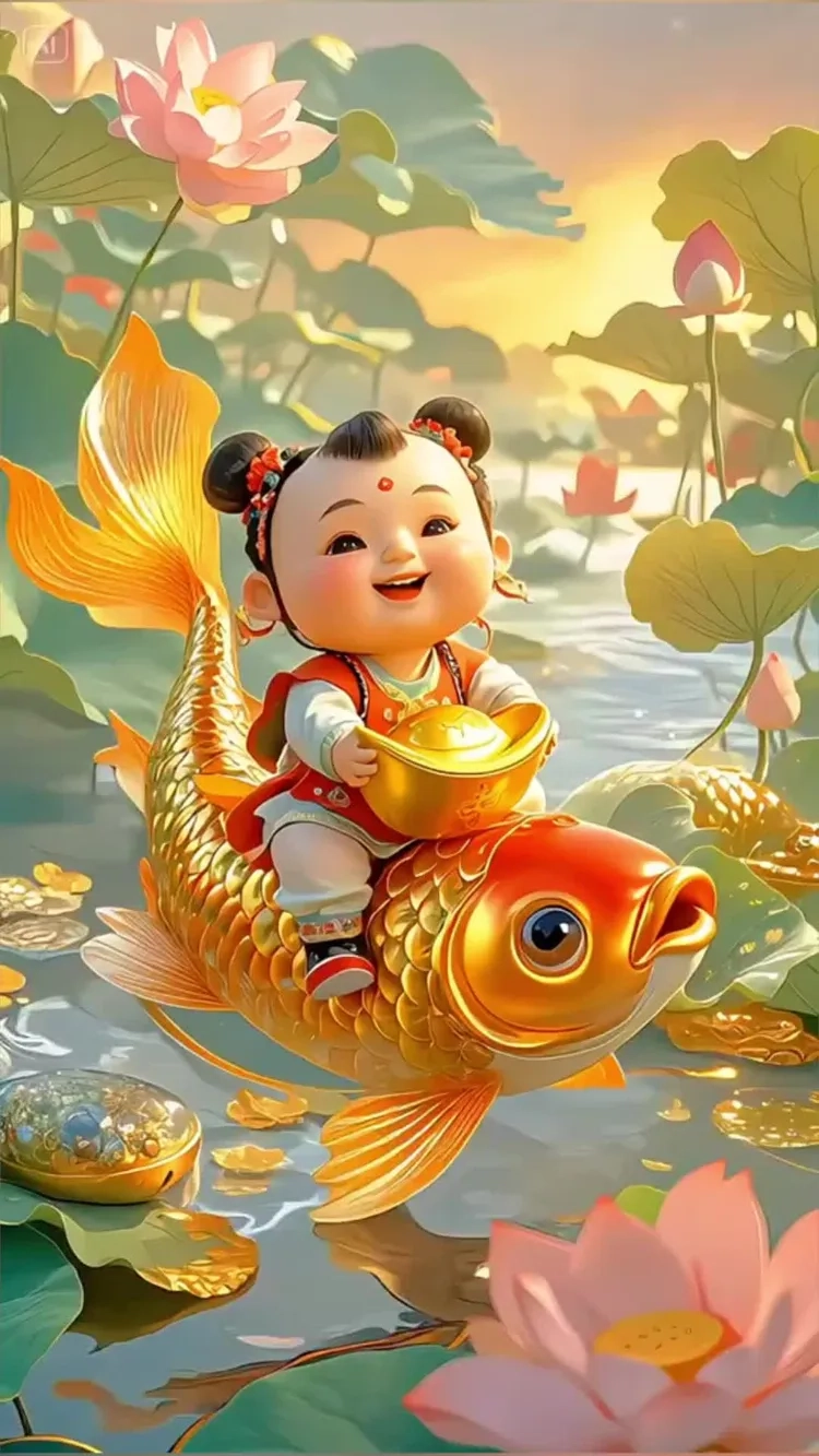 Hình nền thần tài cute tạo cảm giác may mắn