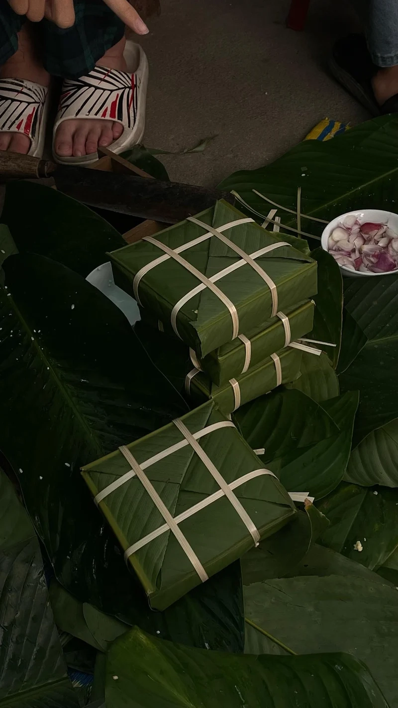 Ảnh bánh chưng xanh gợi nhớ Tết xưa