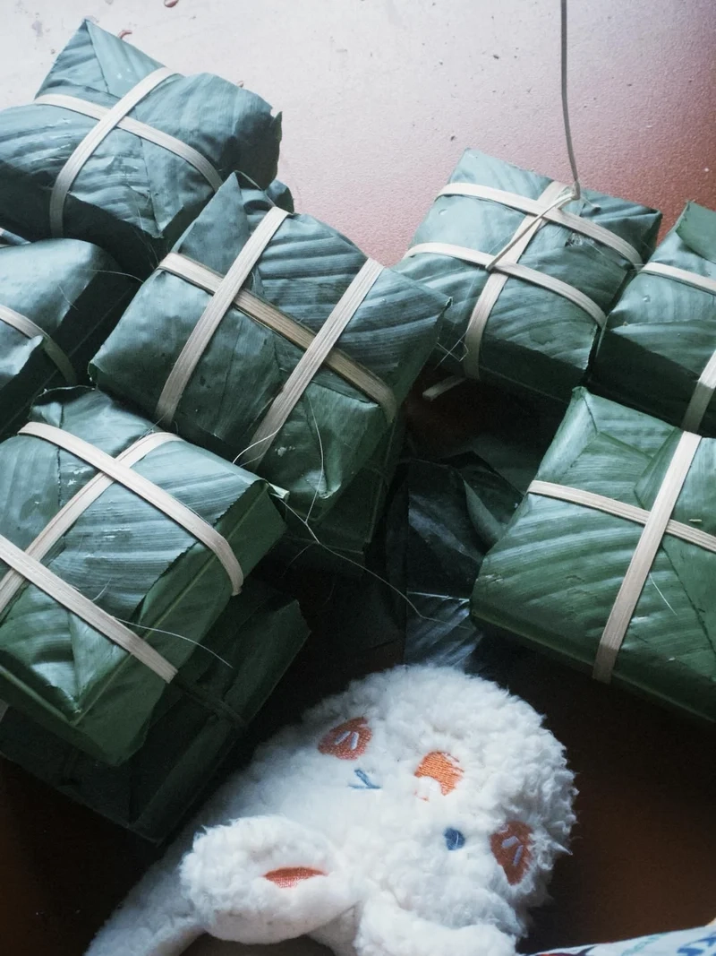 Ảnh bánh chưng xanh mang không khí sum vầy