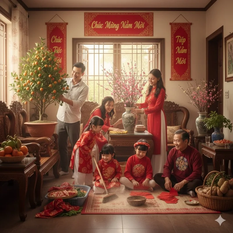 Lưu niệm đầu năm bằng Ảnh gia đình ăn tết