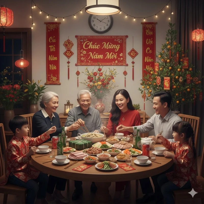 Chia sẻ niềm vui qua Ảnh gia đình ăn tết