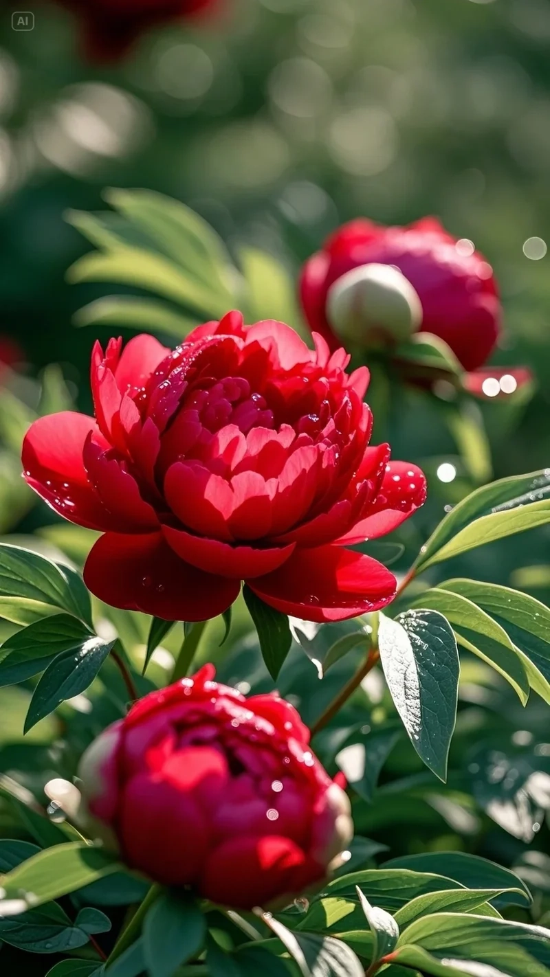 Hình nền hoa mẫu đơn đỏ mang ý nghĩa phú quý