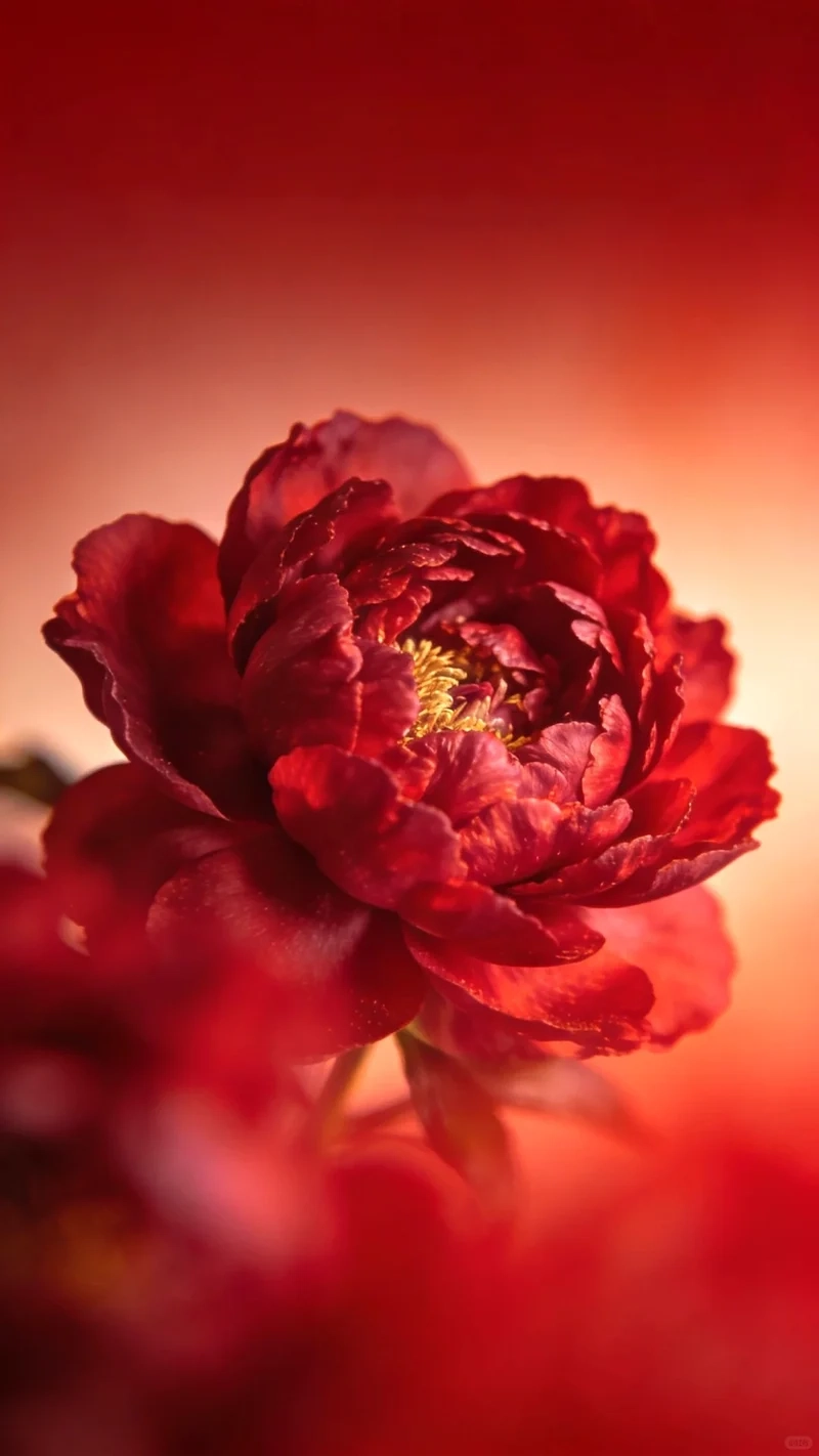 Hình nền hoa mẫu đơn đỏ hợp phong thủy Á Đông