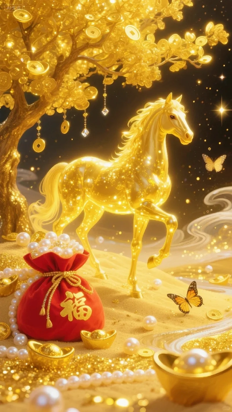 Làm mới màn hình với hình nền ngựa vàng tài lộc
