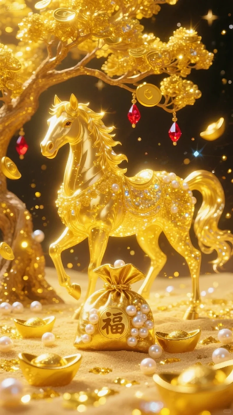 hình nền ngựa vàng tài lộc cho khởi đầu thuận lợi