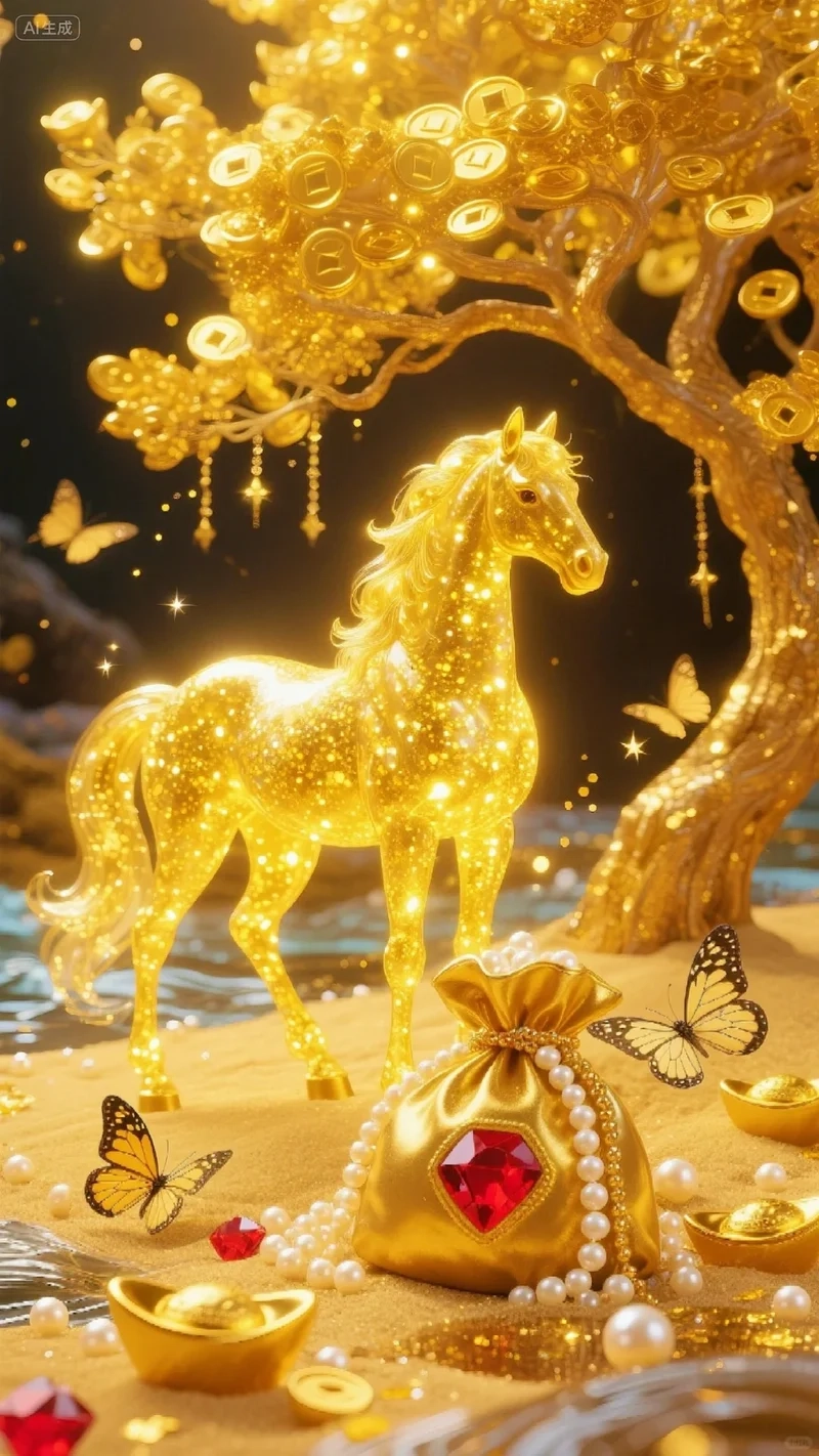 hình nền ngựa vàng tài lộc mang năng lượng tích cực
