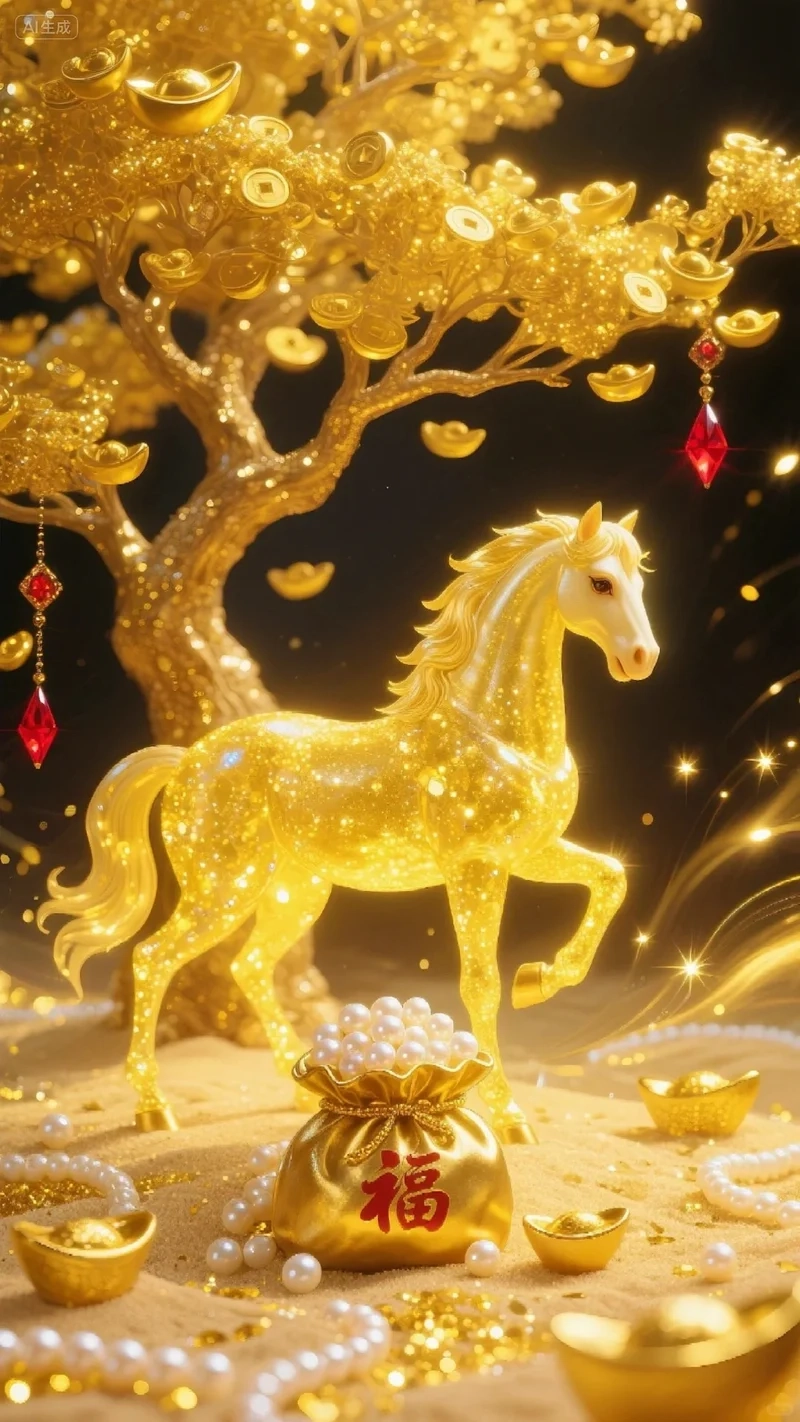 Đổi vận may với hình nền ngựa vàng tài lộc