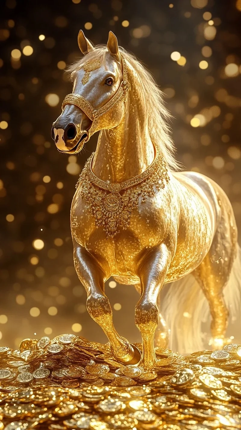 hình nền ngựa vàng tài lộc giúp thu hút tài lộc